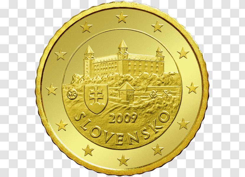 Slovakia 50 Cent Euro Coin Coins - Gold Transparent PNG