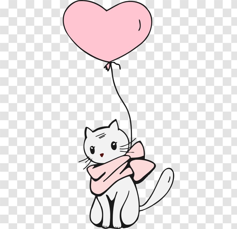 Cat Kitten Line Art Clip Drawing - Heart - Vs Balloon Transparent PNG