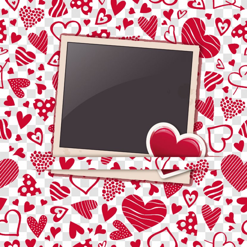 Heart Picture Frame Valentines Day Pattern - Text - Heart-shaped In Front Of The Background Transparent PNG