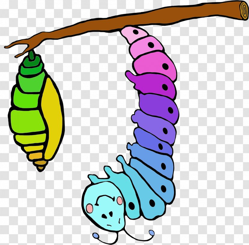 Cartoon Line Leaf Clip Art - Invertebrate - Blue Caterpillar Transparent PNG
