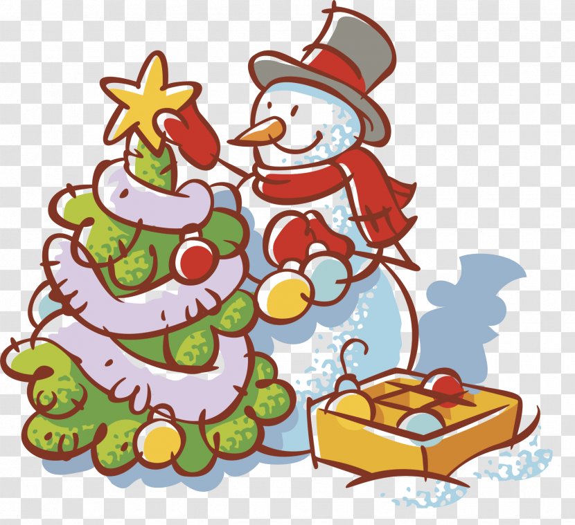 Christmas Decoration Tree Cartoon - Holiday - Snowman Transparent PNG