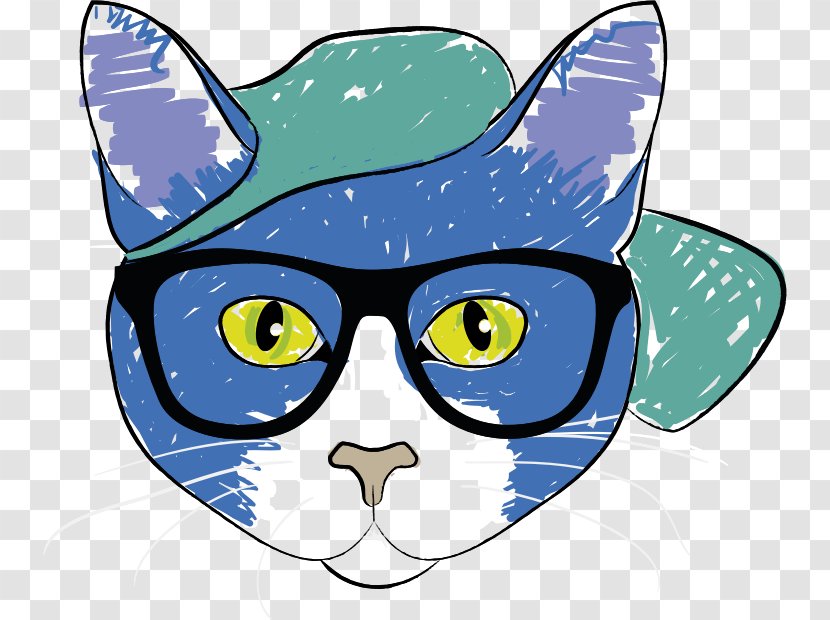 Cat T-shirt Felidae Kitten Glasses - Sunglasses - Digital Transparent PNG