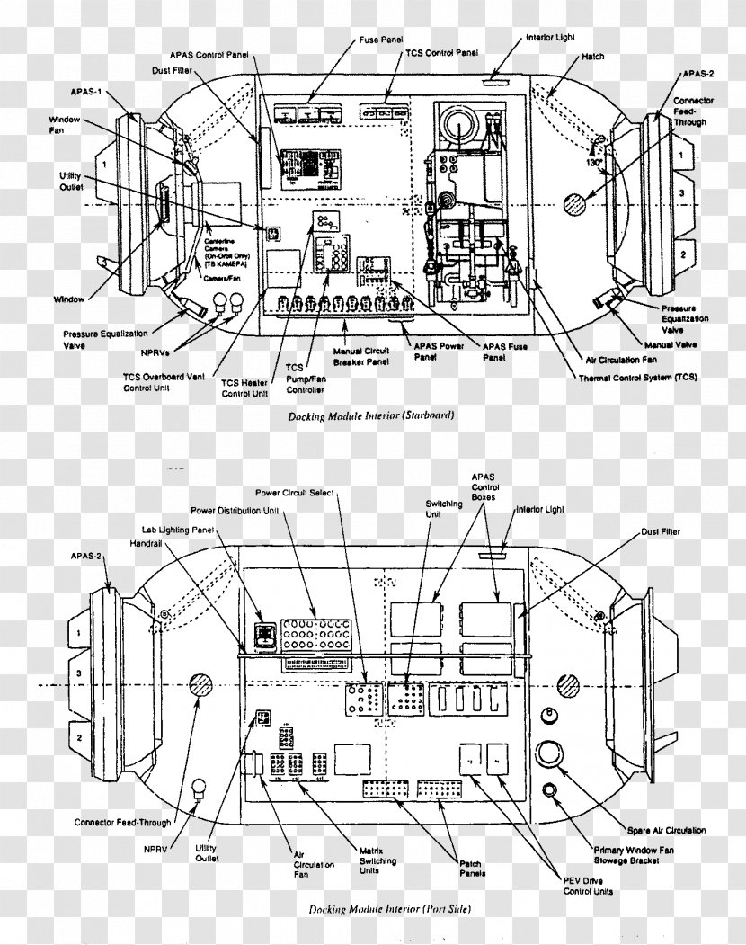 Shuttle–Mir Program Mir-2 Mir Docking Module Core - Drawing - Artwork Transparent PNG