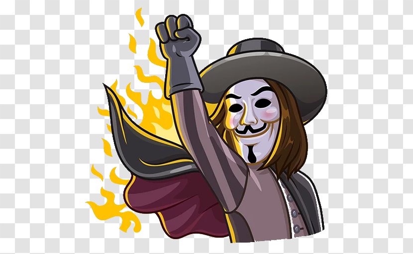 Sticker Telegram Messaging Apps Clip Art - Fictional Character - Guy Fawkes Day Transparent PNG