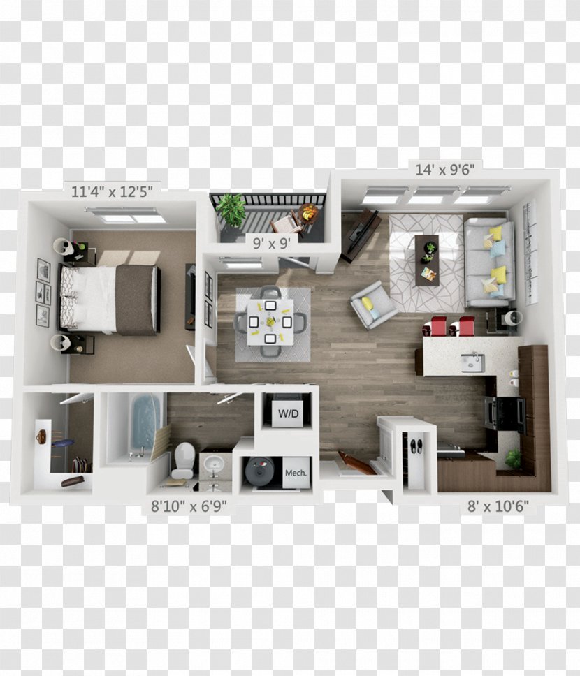 4th West Apartments Floor Plan Bedroom - Apartment Transparent PNG
