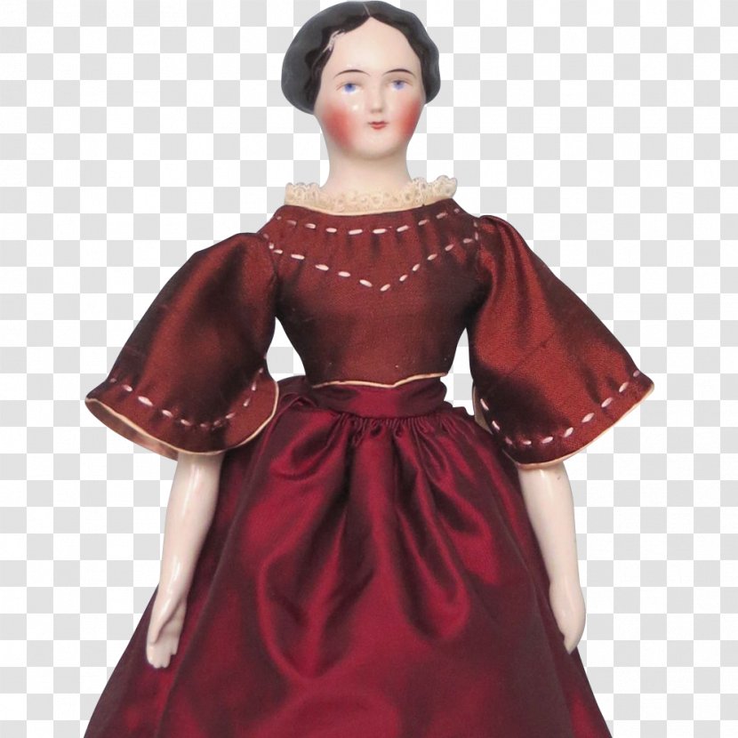 Costume Design Gown Maroon - Antique Doll Transparent PNG