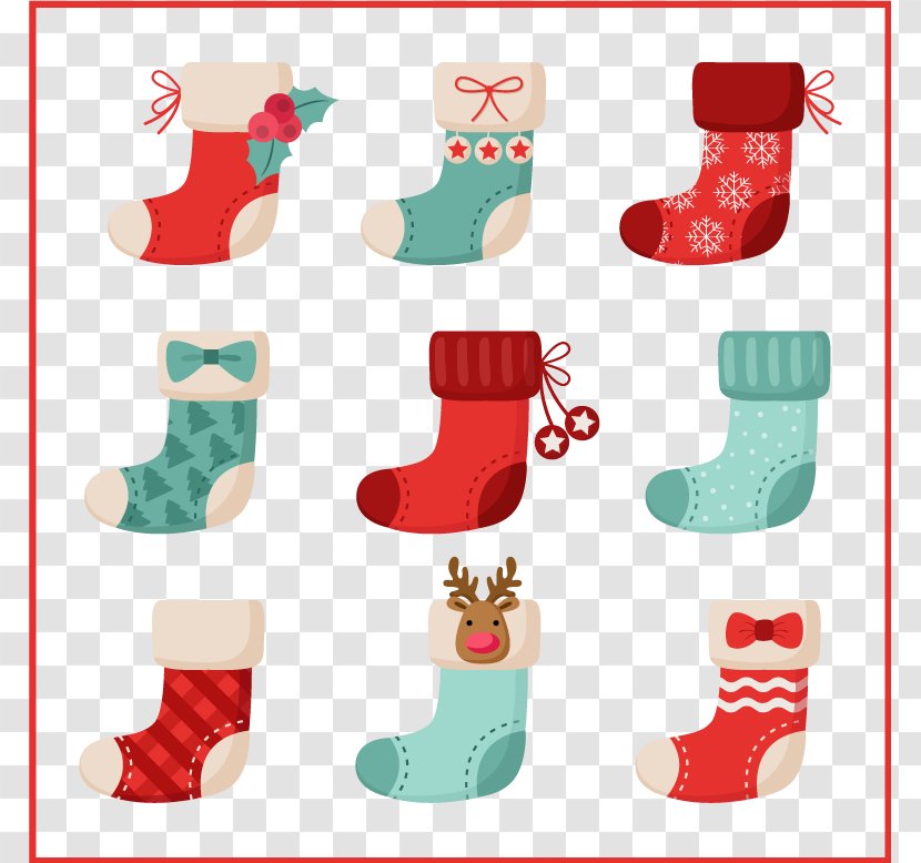 Santa Claus Christmas Stockings Sock Card - Gift - Color Cute Transparent PNG