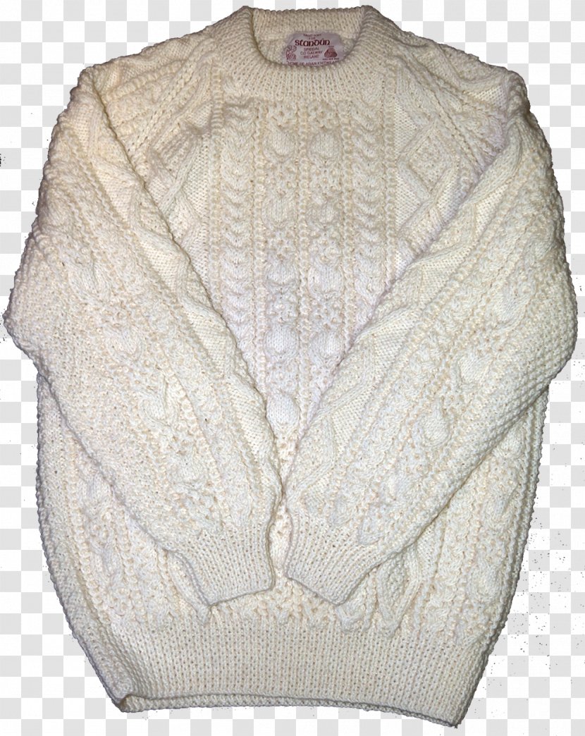 Cardigan Aran Jumper Wool Sweater Standun - Sleeve Transparent PNG