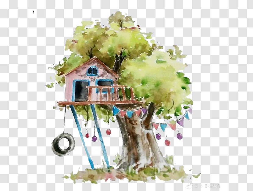 Tree House Paint Illustration - Floristry - Watercolor Transparent PNG