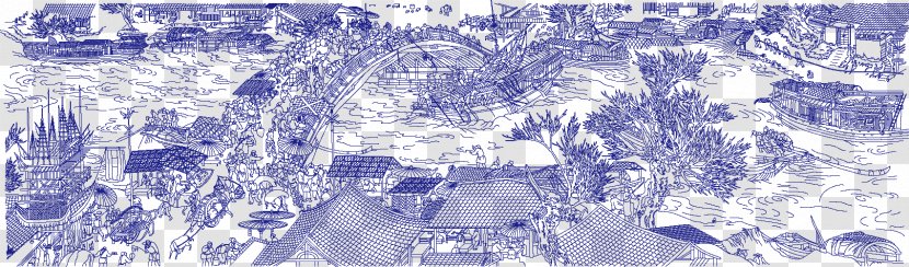 Along The River During Qingming Festival Chinese Painting - Panorama - Hand-painted Wind Vector Transparent PNG