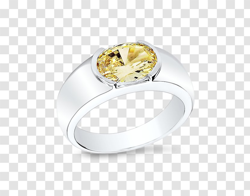 Wedding Ring Silver Diamond - Yellow - Cubic Zirconia Transparent PNG