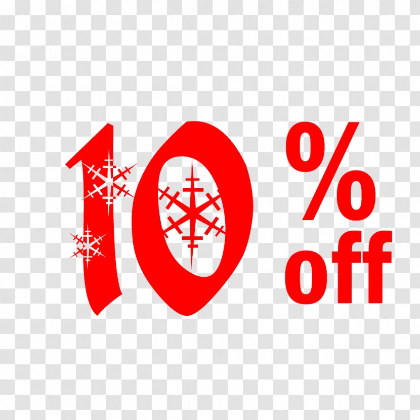Snow Christmas Sale 10% Off Discount Tag. - Text - Area Transparent PNG