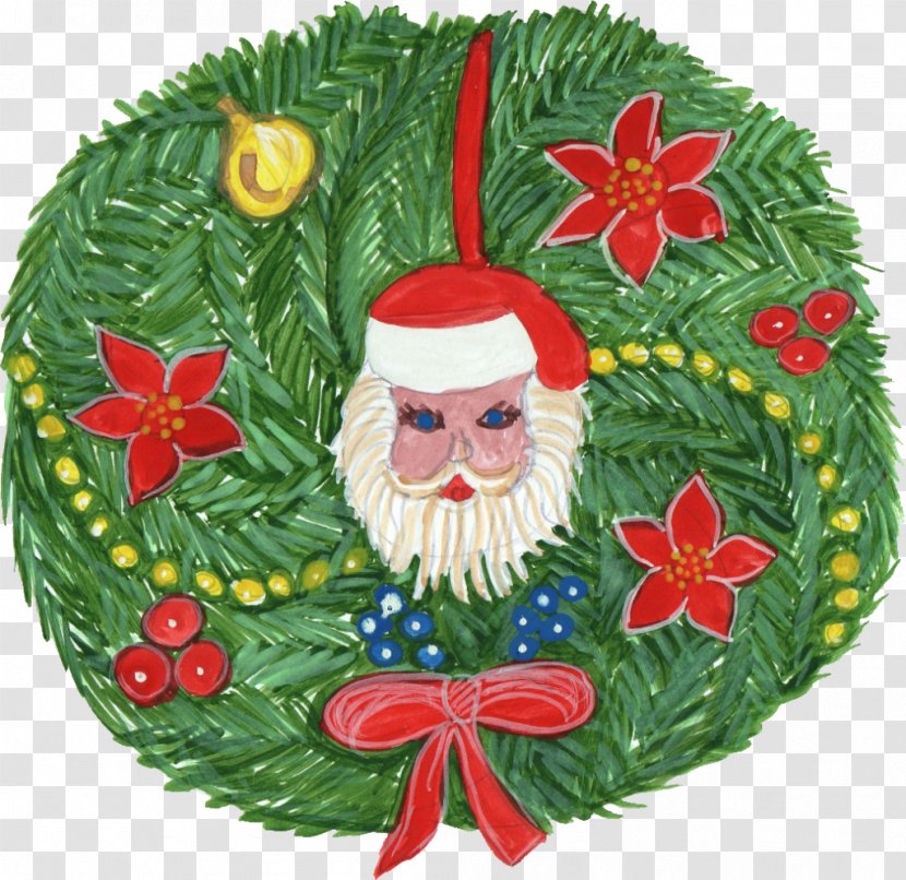 Christmas Ornament Santa Claus Decoration - Tree - Watercolor Wreath Transparent PNG
