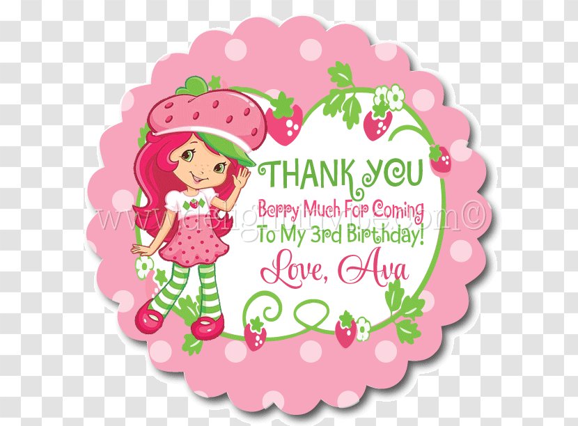 Strawberry Shortcake Label Sticker - Pink - Falls Stamp Transparent PNG