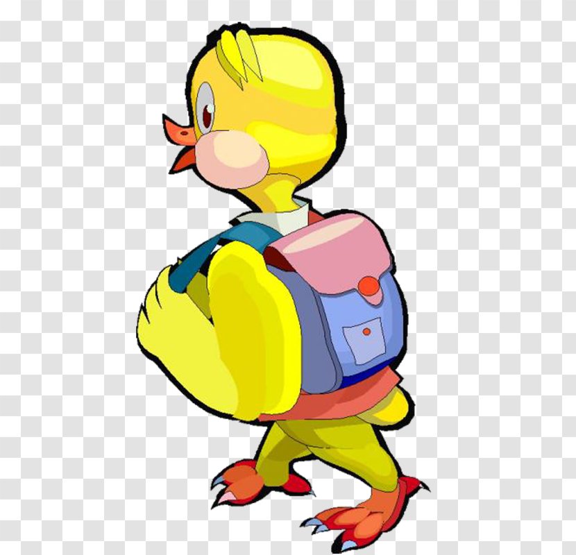 Duck Cartoon Child - Yellow - Painted Little To Go School Transparent PNG
