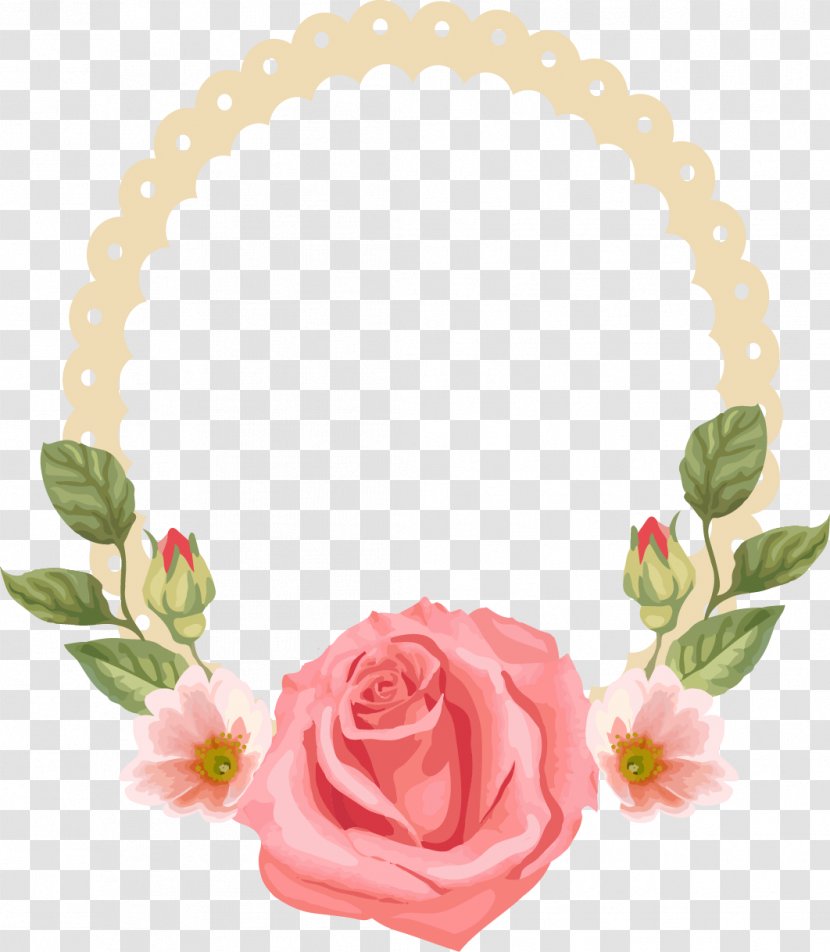 Watercolour Flowers Rose - Flower - Continental Exquisite Ring Frame Transparent PNG