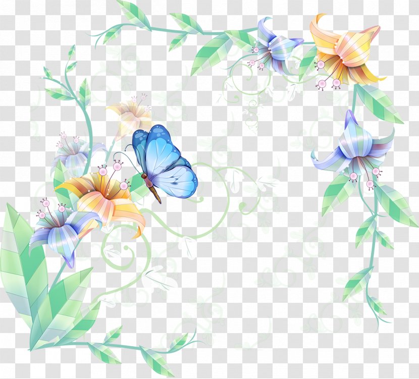Butterfly Clip Art Decorative Borders Flower Drawing - Flowering Plant Transparent PNG