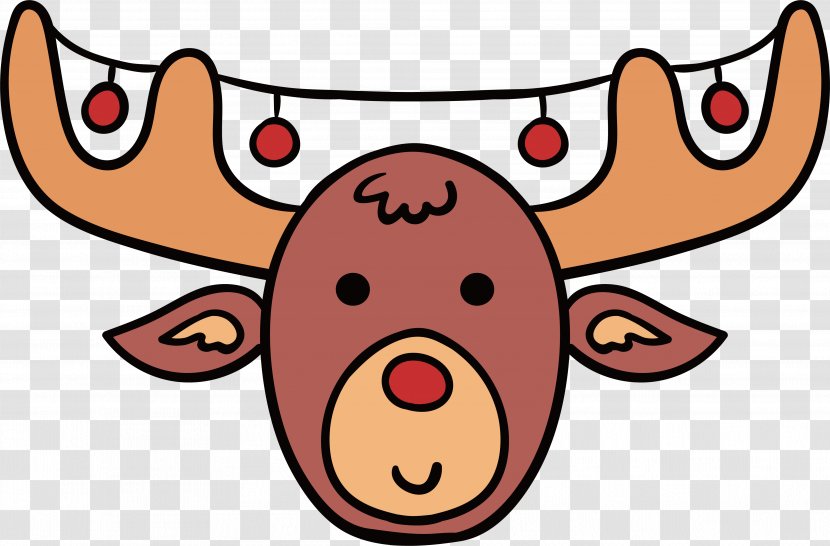 Reindeer Cartoon Christmas Antler - Head Transparent PNG