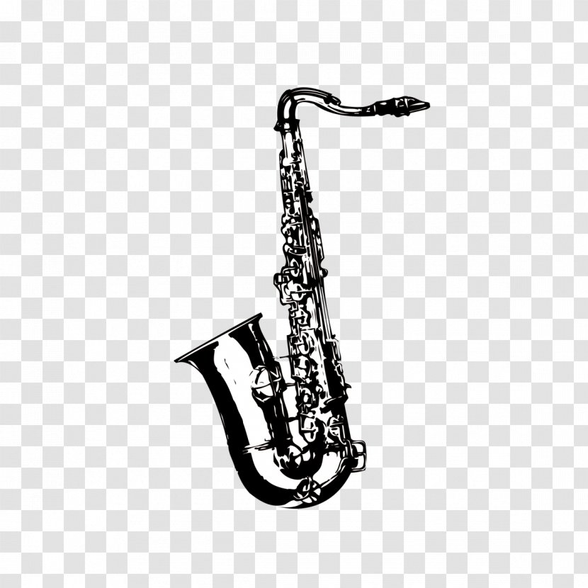 Musical Instrument Tuba Brass Clip Art - Frame - Black And White Saxophone Instruments Transparent PNG
