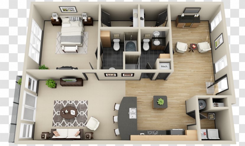 3D Floor Plan Mosaic South End Apartments House - Apartment Transparent PNG
