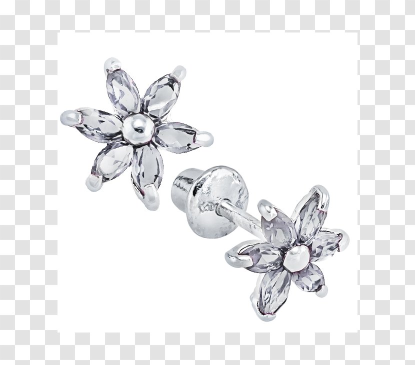 Earring Silver Body Jewellery Cubic Zirconia - Earrings Transparent PNG