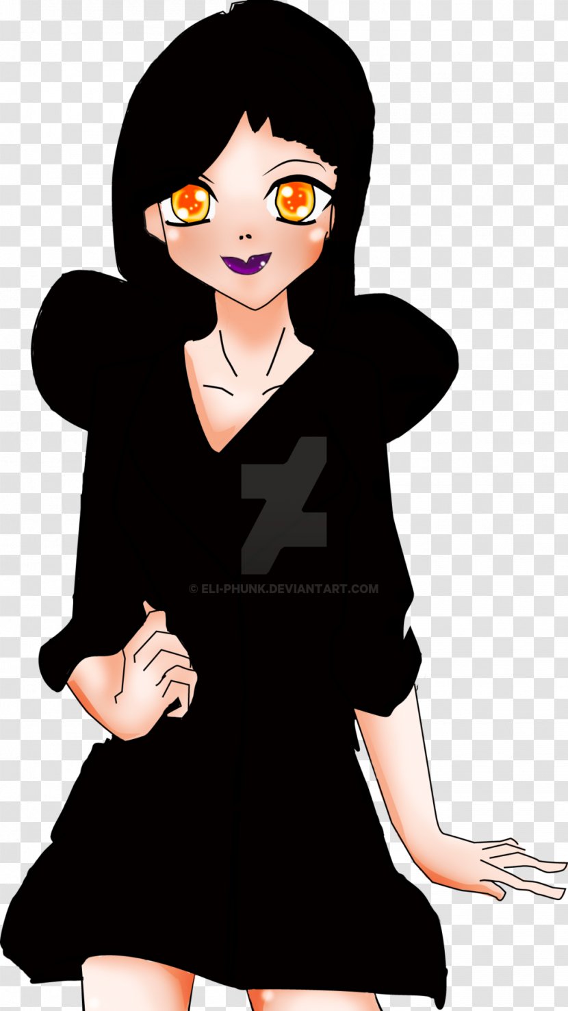 Woman Illustration Brown Hair Black Dress - Frame Transparent PNG