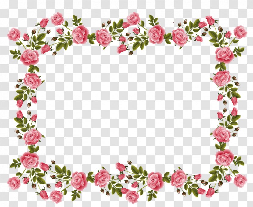 Rose Picture Frames Pink Flowers Clip Art - Flower Border Transparent PNG