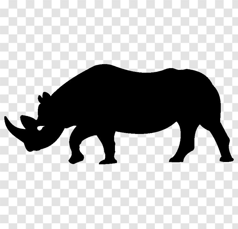 Rhinoceros Silhouette Cat Clip Art - Cattle Like Mammal Transparent PNG