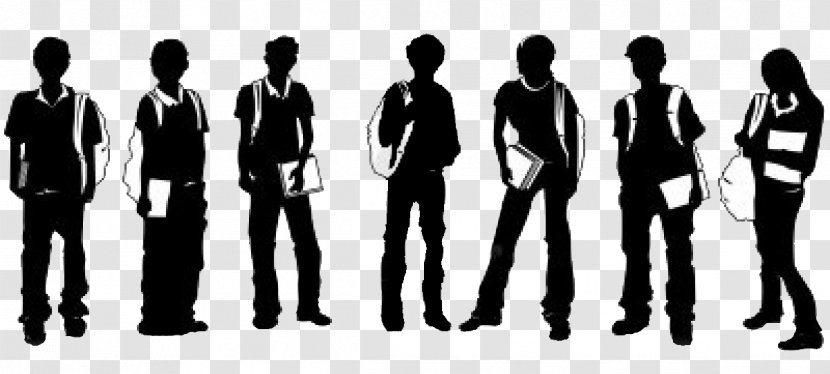Silhouette Student Clip Art - Black And White Transparent PNG