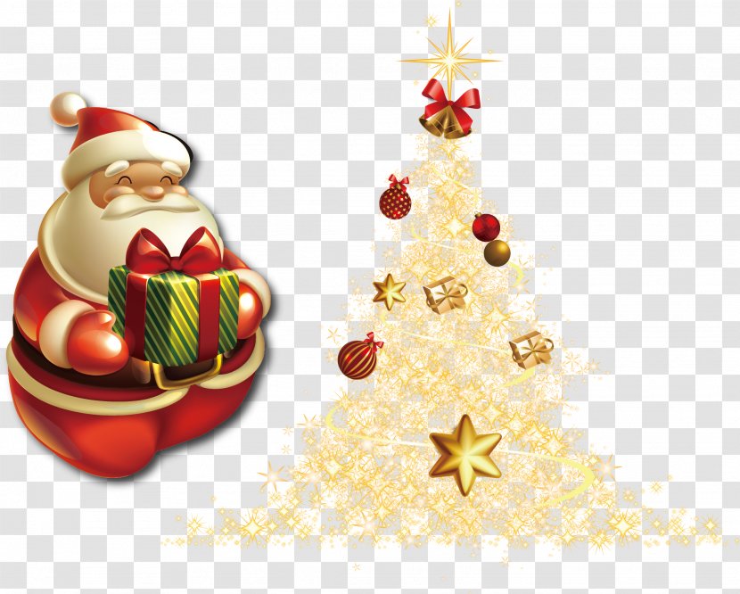 Santa Claus Christmas Ornament Tree Gift - Vector Material Transparent PNG