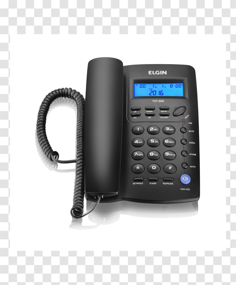 Caller ID Cordless Telephone Elgin TCF 3000 Speakerphone - Fio Transparent PNG