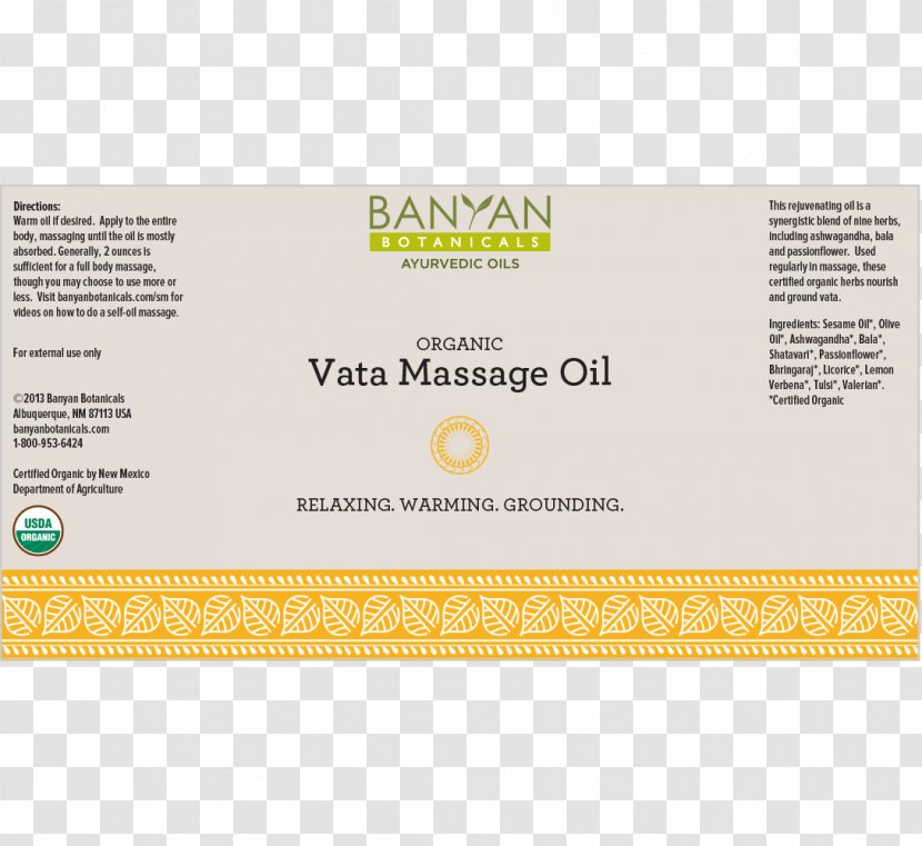 Massage Oil Dosha Kapha Vata - Yellow Transparent PNG