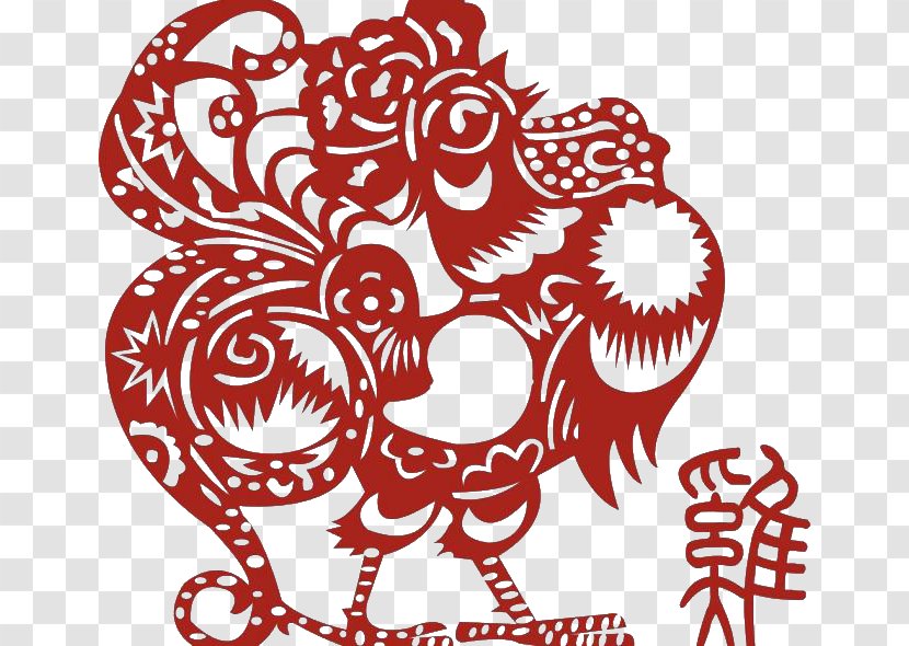 Chicken Chinese Zodiac Rooster New Year Tai Sui - Watercolor - Red Pattern Element Of Chickens Transparent PNG