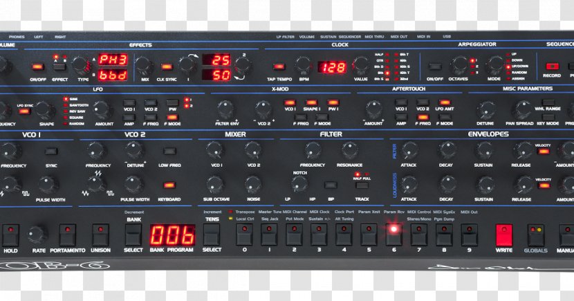 Prophet '08 Sound Synthesizers Dave Smith Instruments Oberheim Electronics Module - Silhouette - Musical Transparent PNG