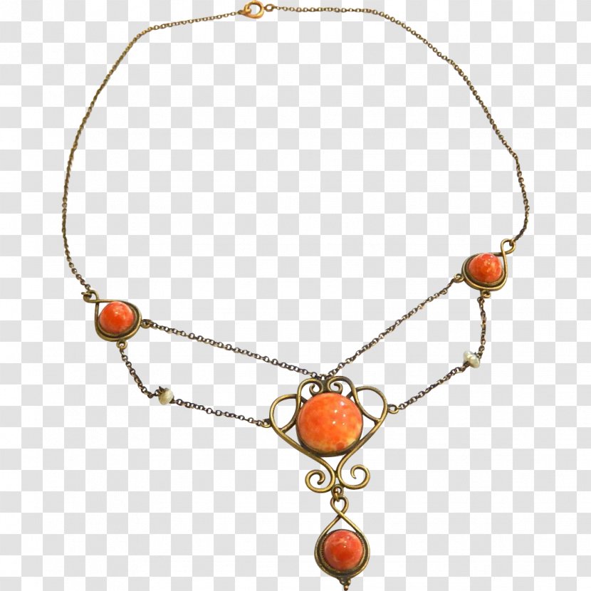 Necklace Bead Gold-filled Jewelry Art Nouveau Jewellery - Orange Transparent PNG
