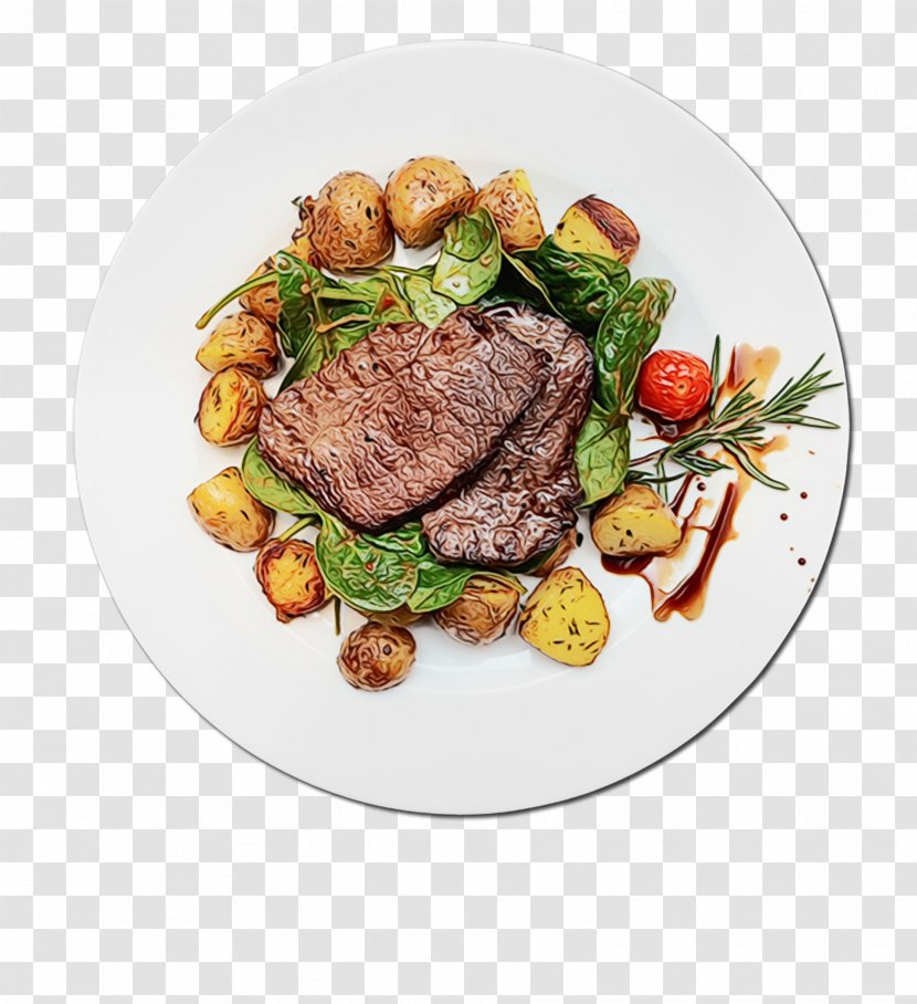 Food Dish Steak Cuisine Roast Beef - Wet Ink - Venison Veal Transparent PNG