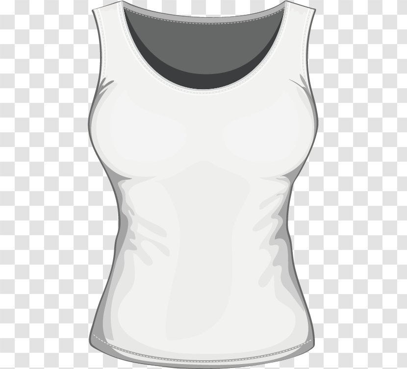T-shirt Vest Shoulder Sleeveless Shirt - T - Vector Transparent PNG