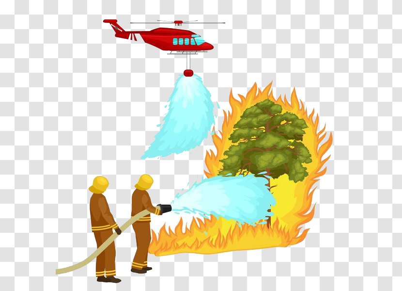 Helicopter Firefighter Wildfire Clip Art - Trees Fire, Firefighters Fire Transparent PNG