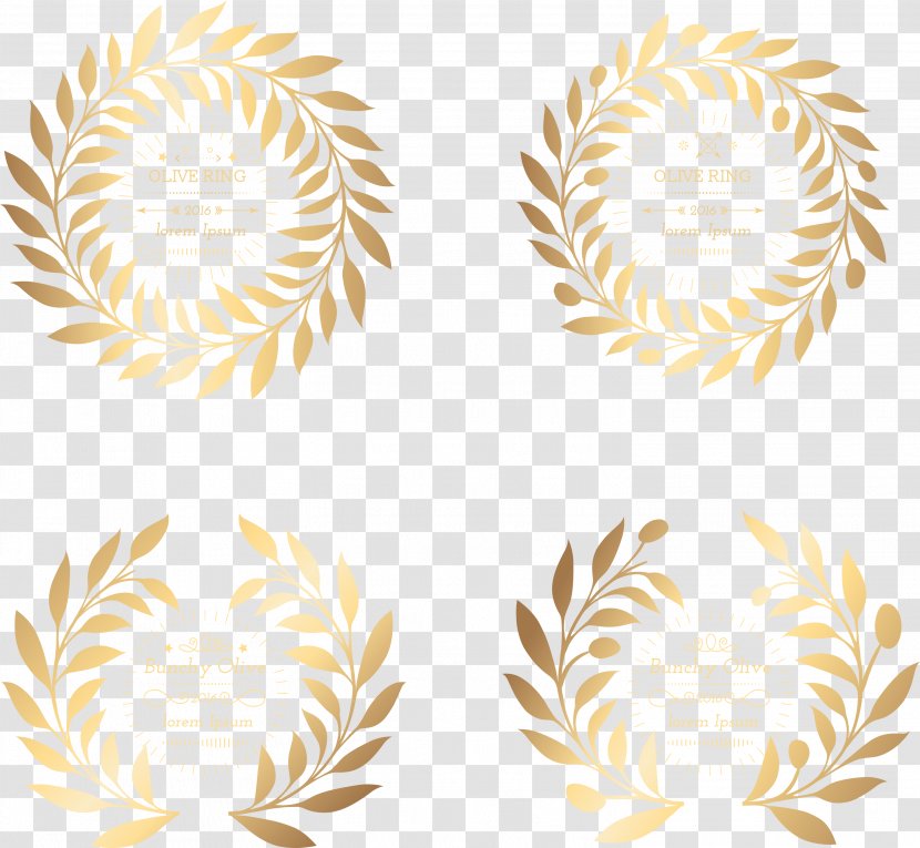 Leaf Wreath Yellow Olive Branch - Vector Picture Of Gold Wheat Transparent PNG