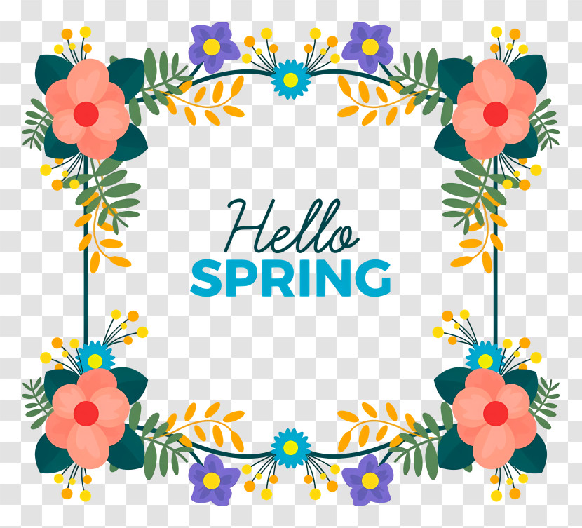Spring Flowers - Cheerful Spring Floral Frame With Vibrant Colors Transparent PNG