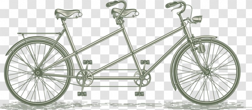 Tandem Bicycle Cycling Clip Art - Wheel - Cartoon Vector Bike Transparent PNG