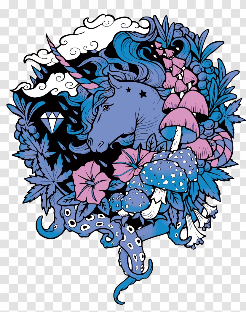 T-shirt Hoodie Unicorn Neckline Illustration - Mythical Creature - Vector Transparent PNG