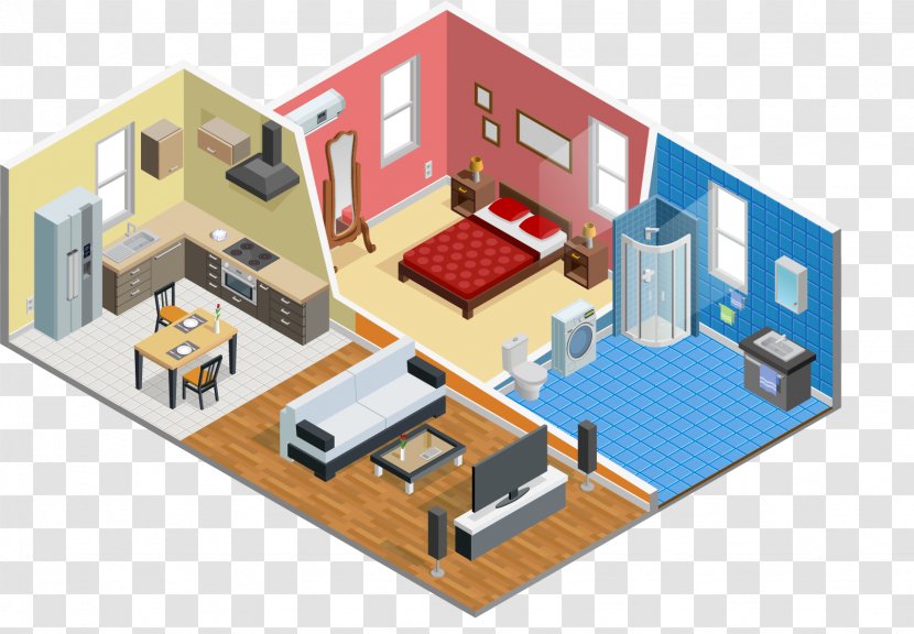 Living Room Drawing Isometric Projection House - Property Transparent PNG