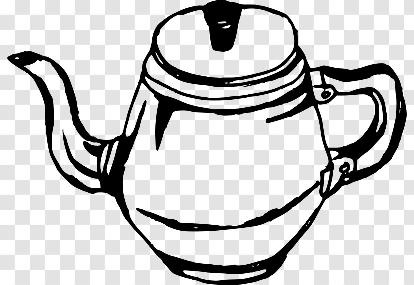 Mug Teapot Kettle Kitchen Clip Art - Black And White Transparent PNG