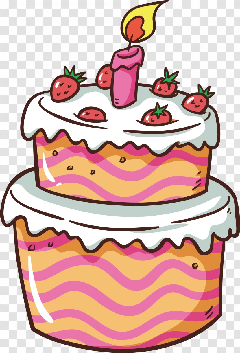 Birthday Cake Strawberry Cream - Dessert - Cute Transparent PNG