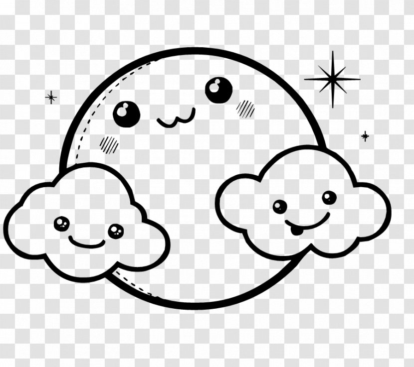 Black And White Cartoon Clip Art - Frame - Moon Transparent PNG
