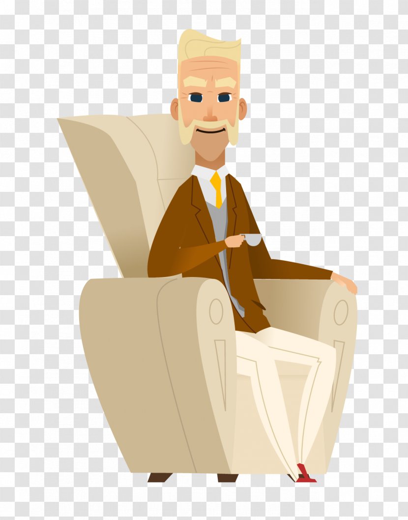 Old Age Illustration - Chair - The Man Sitting On Couch Transparent PNG