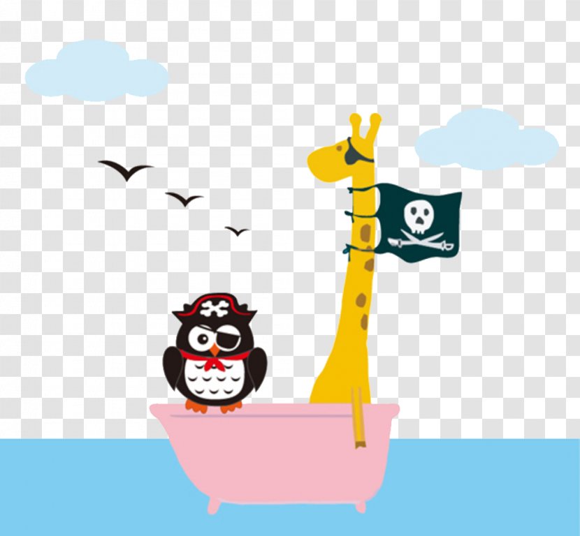 Piracy Ship - Cartoon - Owl Pirate Transparent PNG