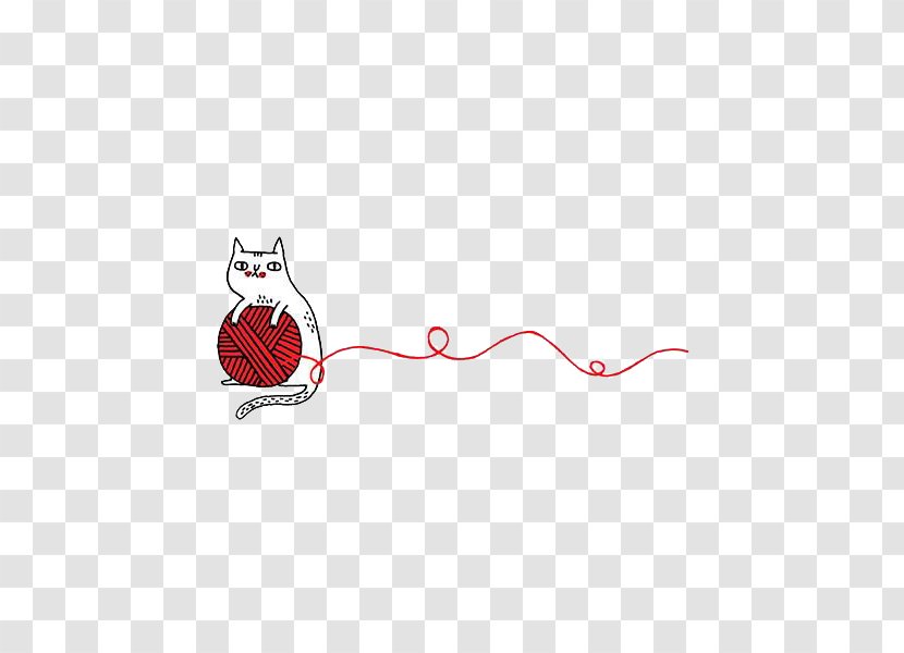 Cat Kitten Yarn Wool Clip Art - Silhouette - Cartoon Playing With Transparent PNG