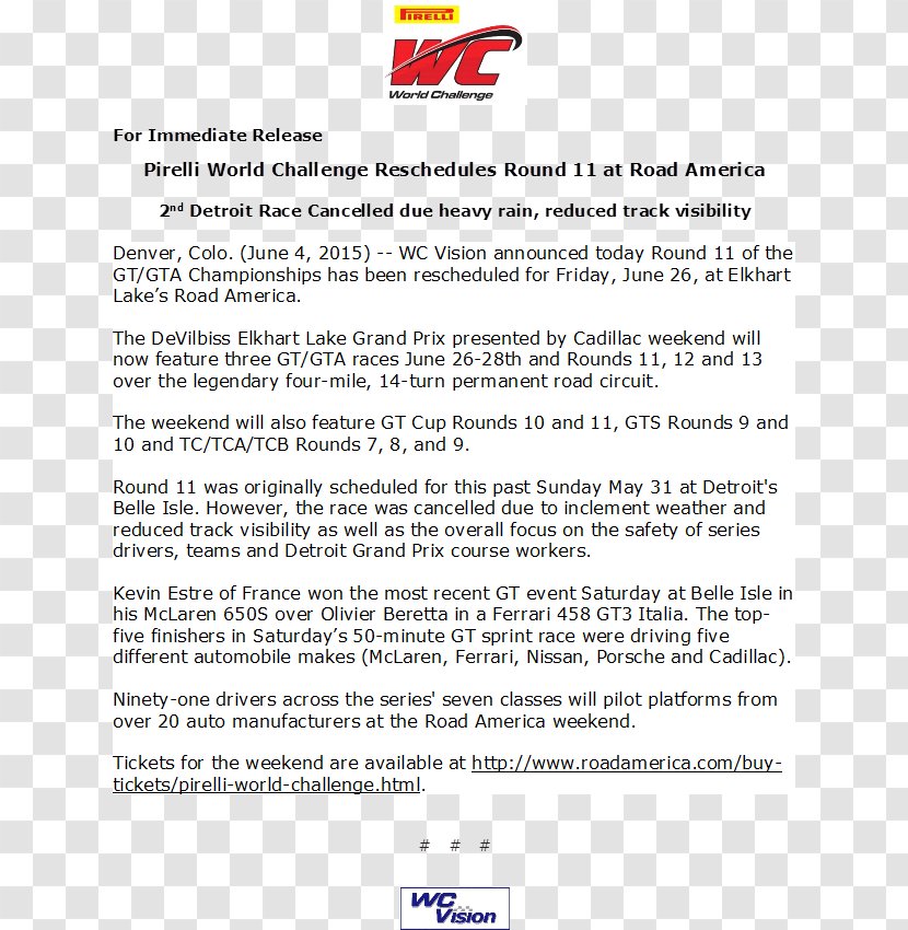 Document Pirelli World Challenge Line Transparent PNG